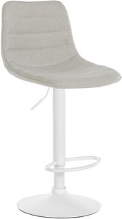 Tabouret De Bar Chaise Haute X1 Avec Repose-pieds Incurvé En Tissu Crème Structure Métallique