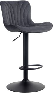 Tabouret De Bar Chaise Haute X1 Avec Coutures Décoratives En Velours Noir Pieds En Métal Noir 10_0