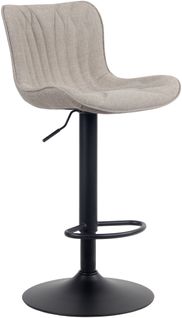 Tabouret De Bar Chaise Haute X1 Avec Coutures Décoratives En Tissu Taupe Pieds En Métal Noir 10_00