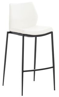 Tabouret De Bar X1 Repose-pieds Design Moderne Empilable En Pvc Blanc 4 Pieds En Métal Noir 10_000