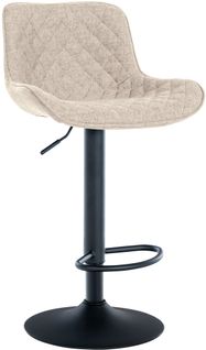 Tabouret De Bar X1 Assise Avec Coutures Décoratives Losange En Tissu Taupe Et Pieds En Métal Noir