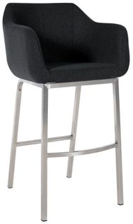 Tabouret De Bar Chaise Haute X1 Recouvert De Feutrine Anthracite Avec Piètement à Quatre Pieds