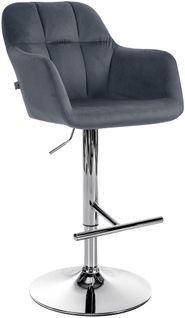 Tabouret De Bar Chaise Haute X1 Fonction Rotation 360° En Velours Gris Foncé
