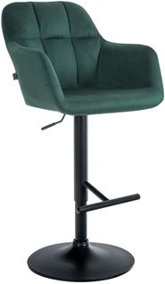 Tabouret De Bar Chaise Haute X1 Fonction Rotation 360° En Velours Vert Avec Coutures Décoratives