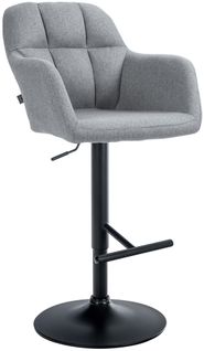 Tabouret De Bar Chaise Haute X1 Fonction Rotation 360° En Tissu Gris Avec Coutures Décoratives