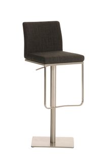 Tabouret De Bar X1 Avec Repose-pieds Plaque De Base Carrée En Acier Inoxydable Assise En Tissu Gris