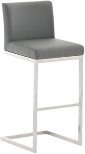 Tabouret De Bar X1 Design Moderne Support En Acier Inoxydable Assise En Pvc Gris 10_0005320
