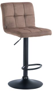 Tabouret De Bar Chaise Haute X 1 Avec Coutures Décoratives Carrées Assise En Velours Marron Pieds