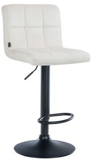 Tabouret De Bar Chaise Haute X 1 Avec Coutures Décoratives Carrées Assise En Velours Crème