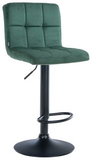 Tabouret De Bar Chaise Haute X 1 Avec Coutures Décoratives Carrées Assise En Velours Vert Pieds