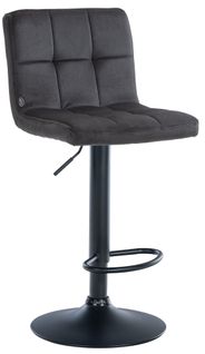 Tabouret De Bar Chaise Haute X 1 Avec Coutures Décoratives Carrées Assise En Velours Noir