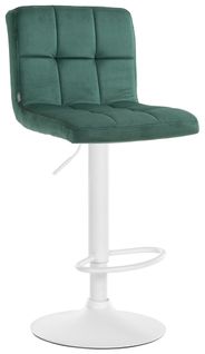 Tabouret De Bar Chaise Haute X 1 Avec Coutures Décoratives Carrées Assise En Velours Vert Pieds