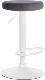 Tabouret De Bar X1 Design Simple Hauteur Réglable Revêtement En Velours Gris Foncé Pieds En Métal