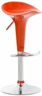 Tabouret De Bar X1 Avec Repose-pieds Assise Pivotante En Plastique Orange Et Métal Chromé 10_00053