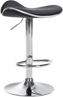 Tabouret De Bar X1 Assise Ergonomique En Pvc Noir Pied En Trompette En Métal Aspect Chromé 10_0005