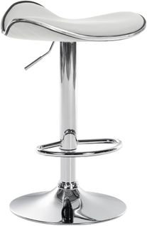 Tabouret De Bar X1 Assise Ergonomique En Pvc Blanc Pied En Trompette En Métal Aspect Chromé 10_000