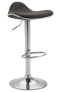 Tabouret De Bar X1 Assise Ergonomique En Tissu Gris Foncé Pied En Trompette En Métal Aspect Chromé