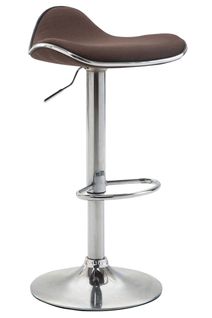 Tabouret De Bar X1 Assise Ergonomique En Tissu Marron Pied En Trompette En Métal Aspect Chromé 10_