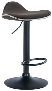 Tabouret De Bar X1 Assise Ergonomique En Tissu Gris Foncé Pied En Trompette En Métal Noir 10_00053
