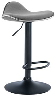 Tabouret De Bar X1 Assise Ergonomique En Tissu Gris Clair Pied En Trompette En Métal Noir 10_00053