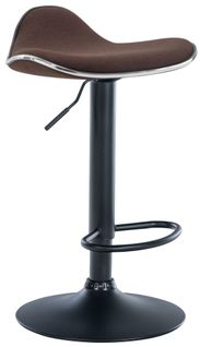 Tabouret De Bar X1 Assise Ergonomique En Tissu Marron Pied En Trompette En Métal Noir 10_0005393