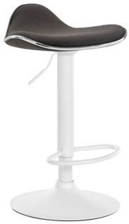Tabouret De Bar X1 Assise Ergonomique En Tissu Gris Foncé Pied En Trompette En Métal Blanc 10_0005