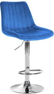 Tabouret De Bar X1 Réglable En Hauteur Pivotant à 360° Assise En Velours Bleu Couture Verticale