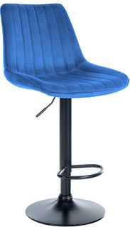 Tabouret De Bar X1 Réglable En Hauteur Pivotant à 360° Assise En Velours Bleu Couture Verticale