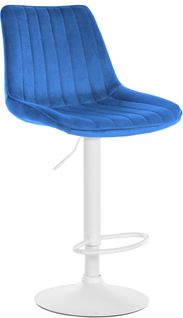 Tabouret De Bar X1 Réglable En Hauteur Pivotant à 360° Assise En Velours Bleu Couture Verticale