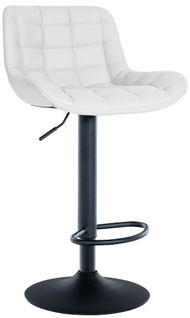 Tabouret De Bar X1 Structure Métallique Noir Assise En Pvc Blanc Avec Surpiqûres 10_0005443