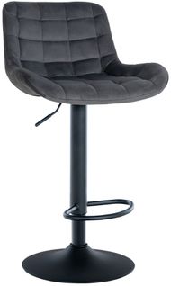 Tabouret De Bar X1 Structure Métallique Noir Assise En Velours Gris Foncé Avec Surpiqûres 10_00054