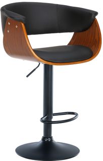 Tabouret De Bar Design Moderne Siège Réglable En Hauteur Et Pivotant En Pvc Noir Coque En Bois
