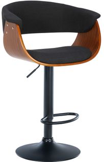 Tabouret De Bar Design Moderne Siège Réglable En Hauteur Et Pivotant En Tissu Noir Coque En Bois