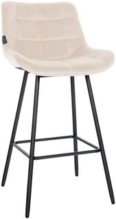 Tabouret De Bar X1 Avec Repose-pieds Revêtement En Velours Crème Piètement à Quatre Pieds En Métal