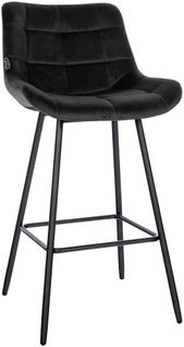 Tabouret De Bar X1 Avec Repose-pieds Revêtement En Velours Noir Piètement à Quatre Pieds En Métal