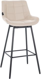 Tabouret De Bar Pivotant X1 Avec Repose-pieds Revêtement En Pvc Crème Piètement à Quatre Pieds