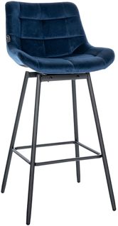 Tabouret De Bar Pivotant X1 Avec Repose-pieds Revêtement En Velours Bleu Piètement à Quatre Pieds