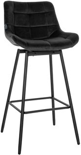 Tabouret De Bar Pivotant X1 Avec Repose-pieds Revêtement En Velours Noir Piètement à Quatre Pieds