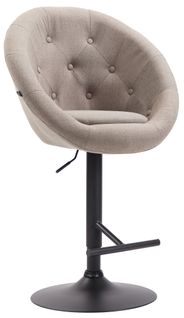 Tabouret De Bar Design Moderne Forme Oeuf Capitonné Avec Repose-pieds En Métal Noir Tissu Taupe Tdb