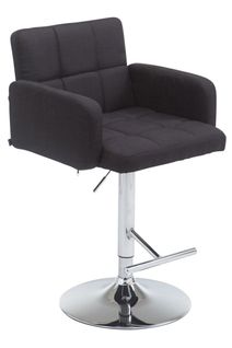 Tabouret De Bar X1 Avec Accoudoirs Et Dossier Confortable En Tissu Noir Pieds Métal Chromé Tdb1078