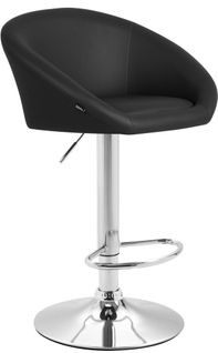 Tabouret De Bar X1 Réglable Et Pivotant Dossier Arrondi En Pvc Noir Piètemet En Métal Chromé Tdb10