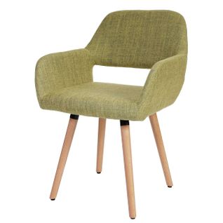 Chaise De Salle à Manger Bureau Visiteur Sans Roulette Design Rétro En Tissu Vert Clair Pied En Mé