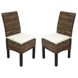 Lot De 2 Chaises De Salle à Manger Bali En Banane Tresse Sombre Avec Coussin Design Rustique 04_0