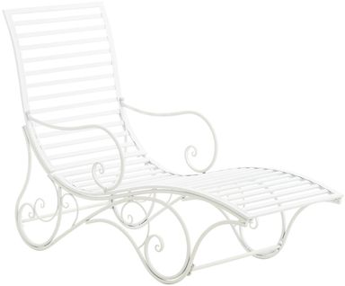 Chaise Longue Pour Jardin Transat En Métal Blanc Mdj10213
