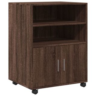 Meuble De Bureau Sur Roulettes Meuble D'appoint 60 X 48 X 81 Cm Bois D'ingénierie Marron Dec024493