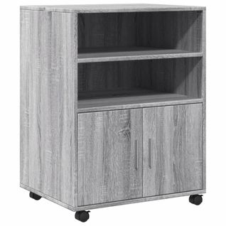 Meuble De Bureau Sur Roulettes Armoire De Rangement Bureau 60 X 48 X 81 Cm Bois D'ingénierie Gris