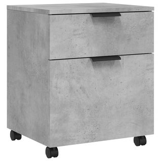 Caissons à Tiroirs Meuble De Bureau Sur Roulettes Mobile Gris Béton 45 X 38 X 54 Cm Gris Dec024564