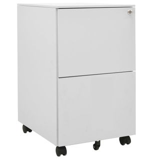 Caissons à Tiroirs Meuble De Bureau Sur Roulettes 2 Tiroirs 39 X 45 X 67 Cm En Acier Gris Clair