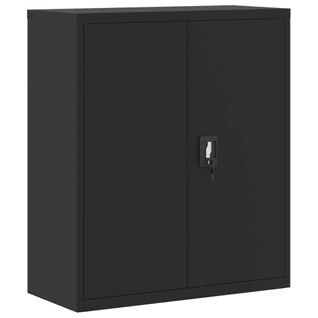 Caissons à Tiroirs Meuble De Bureau Portes Verrouillables 90 X 40 X 105 Cm Acier Noir Dec024589