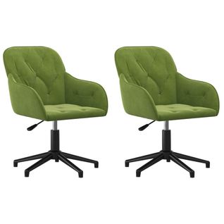 Lot De 2 Chaises De Salle à Manger Siège Pivotant Hauteur Réglable En Velours Vert Clair Cadre En